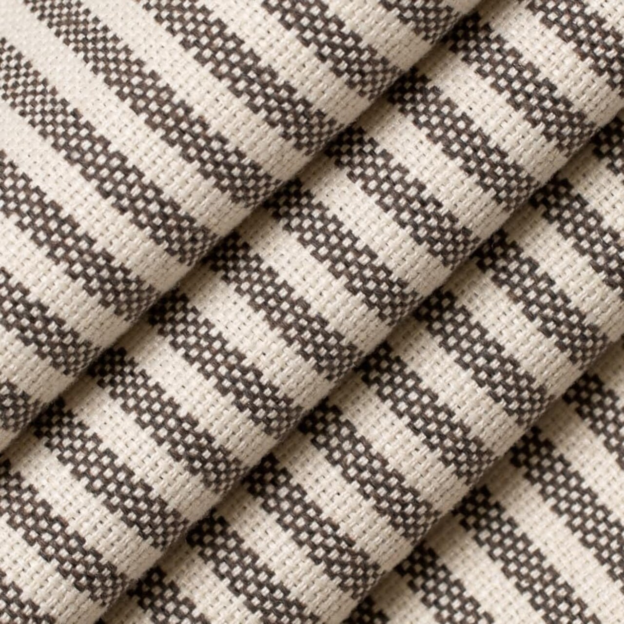 Brown Eco Friendly Made in America Small Scale Stripe Woven Pattern Upholstery Fabric by The Yard - SKU: Lino Walnut